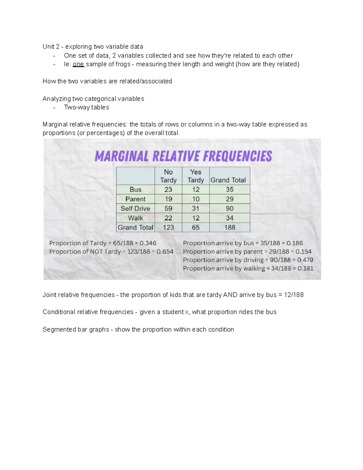 AP Statistics Unit 2: Analyzing Two Variable Data Relationships - Studocu