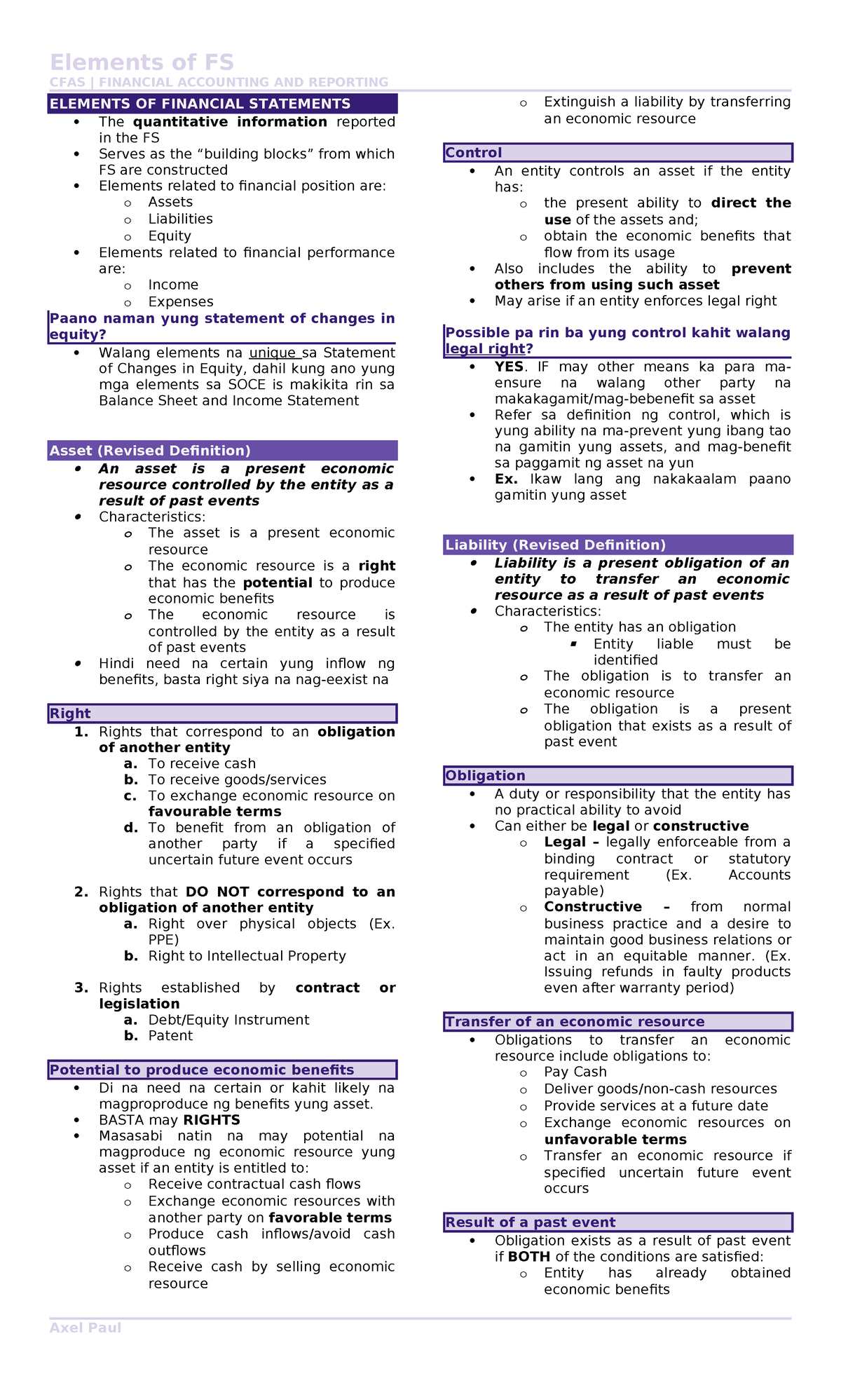 Elements of FS CFAS: Lecture Notes on Financial Accounting - Studocu