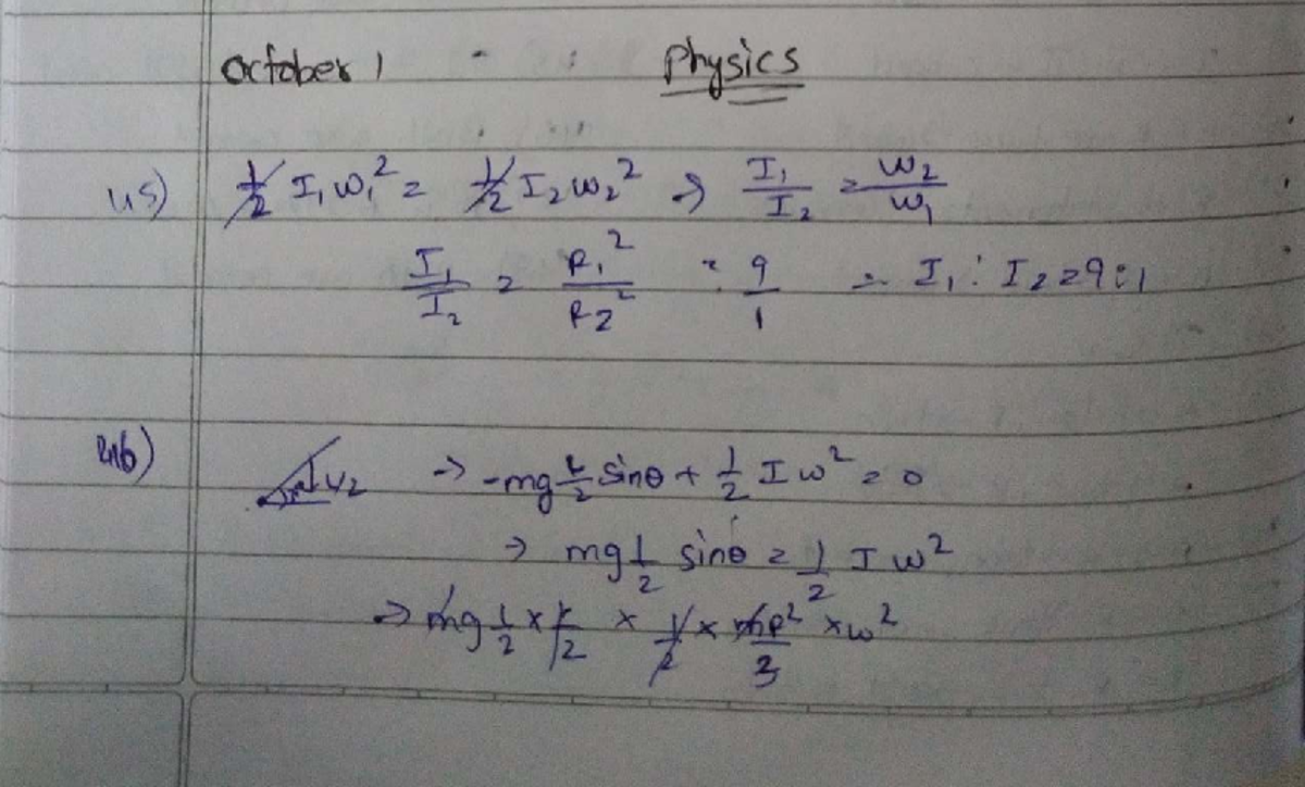 October I Physics (US) - Question Solving Notes - Studocu