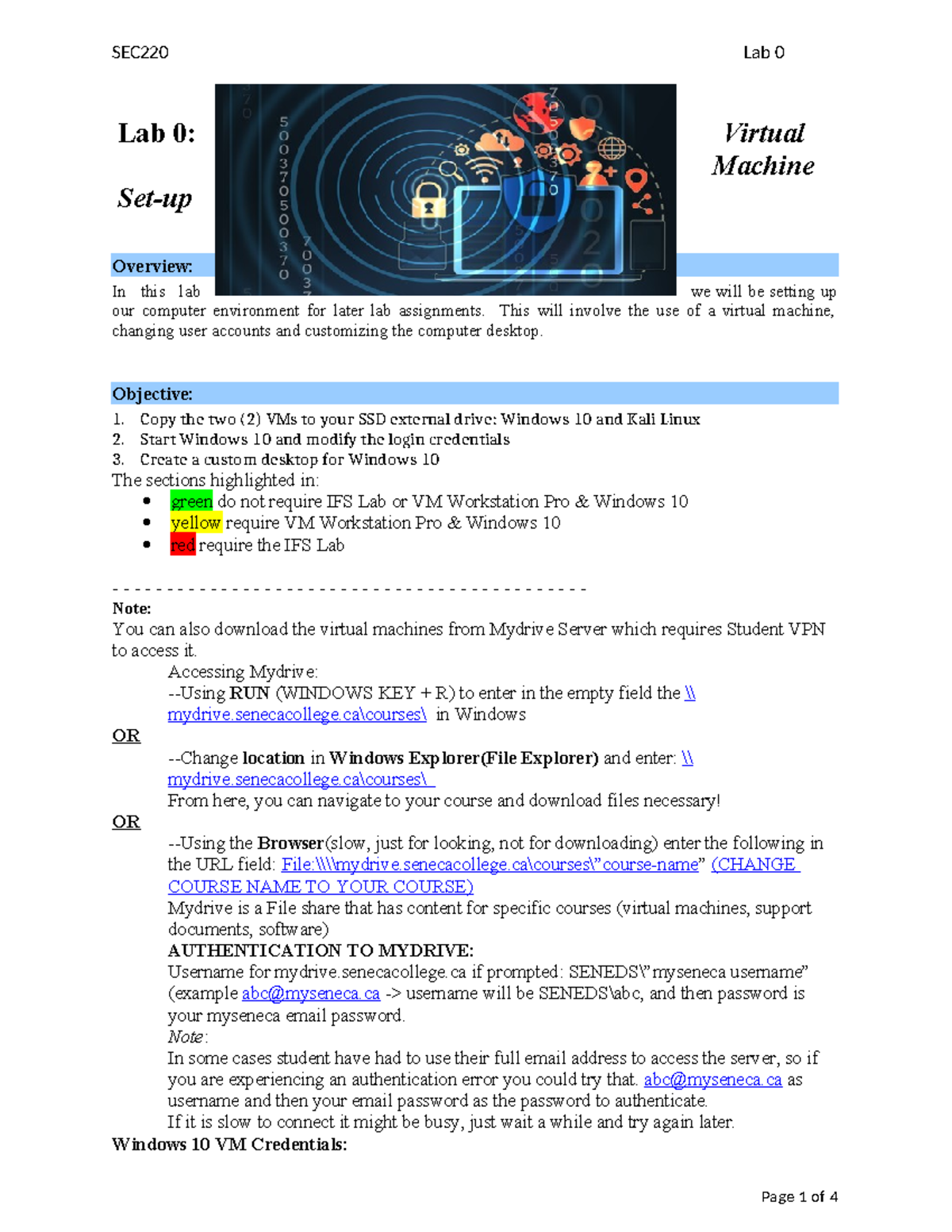 SEC220 L0 S23 - Virtual Machine Setup Lab Instructions - Studocu
