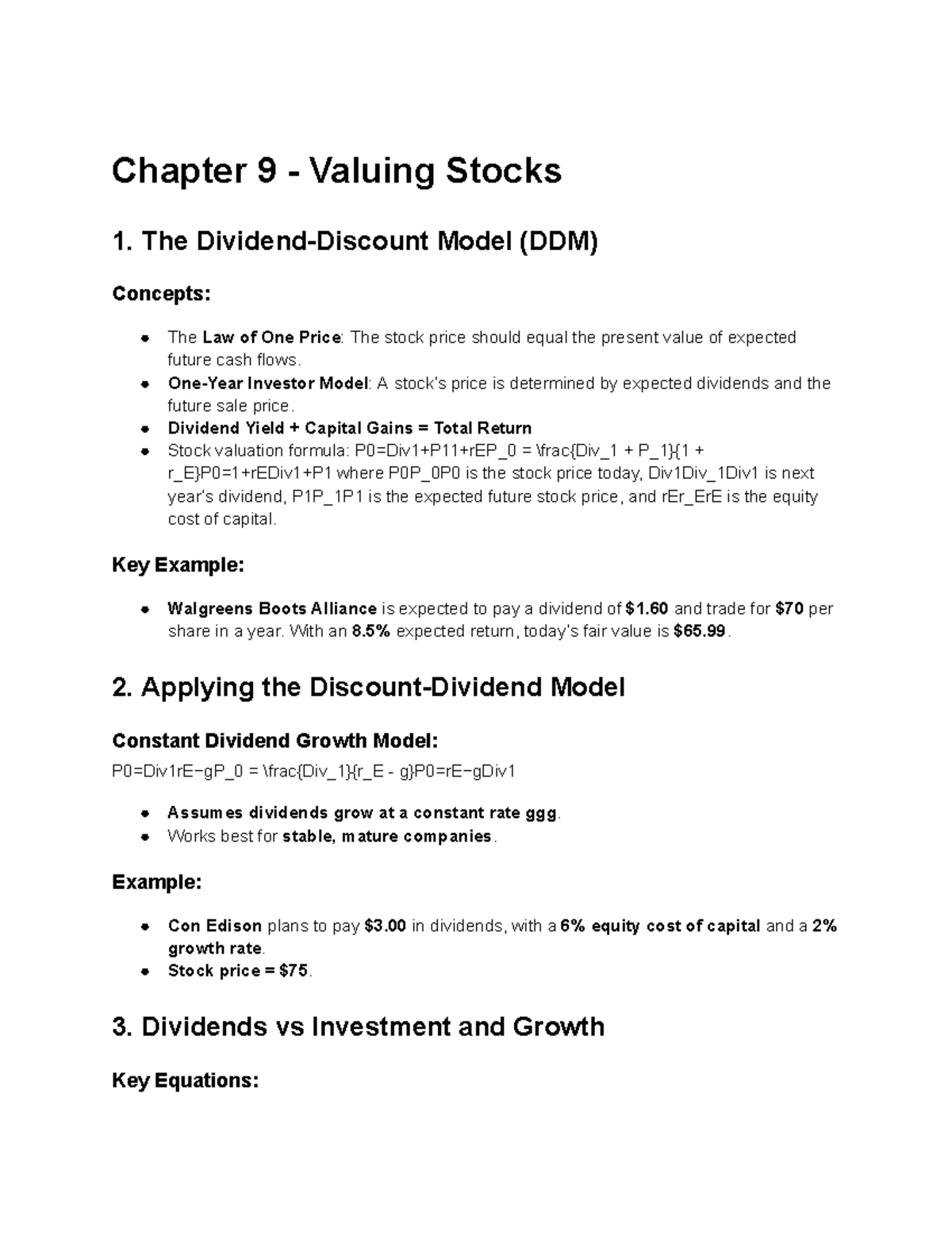 Chapter 9 - Valuing stocks: key concepts and models in stock valuation ...