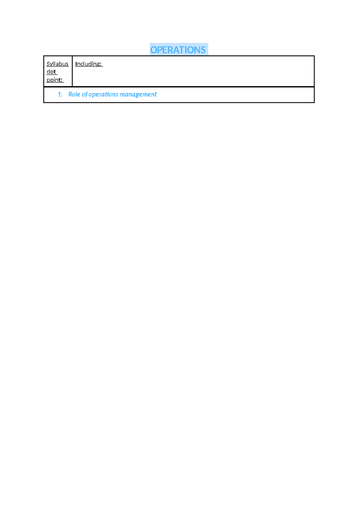 Operations Management Syllabus Overview: Key Concepts and Strategies ...