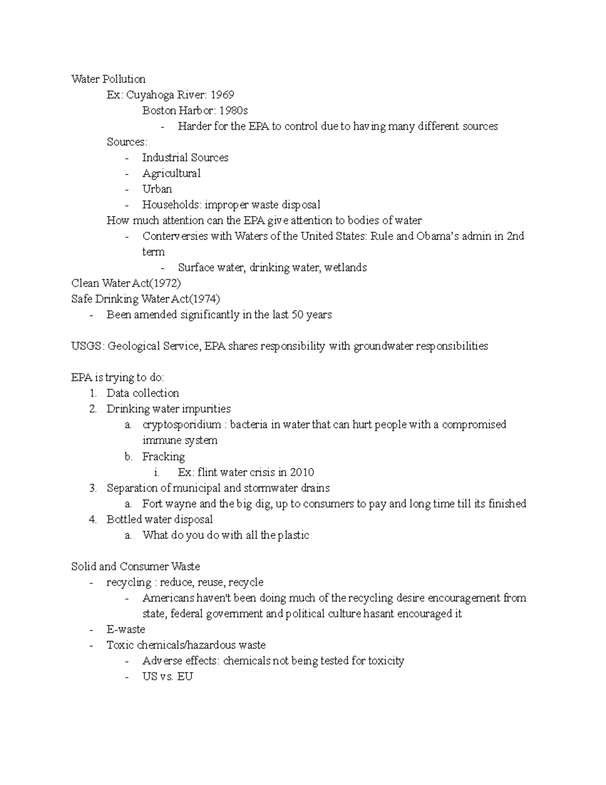 Environmental Policy Notes: Water Pollution & Climate Change Analysis ...