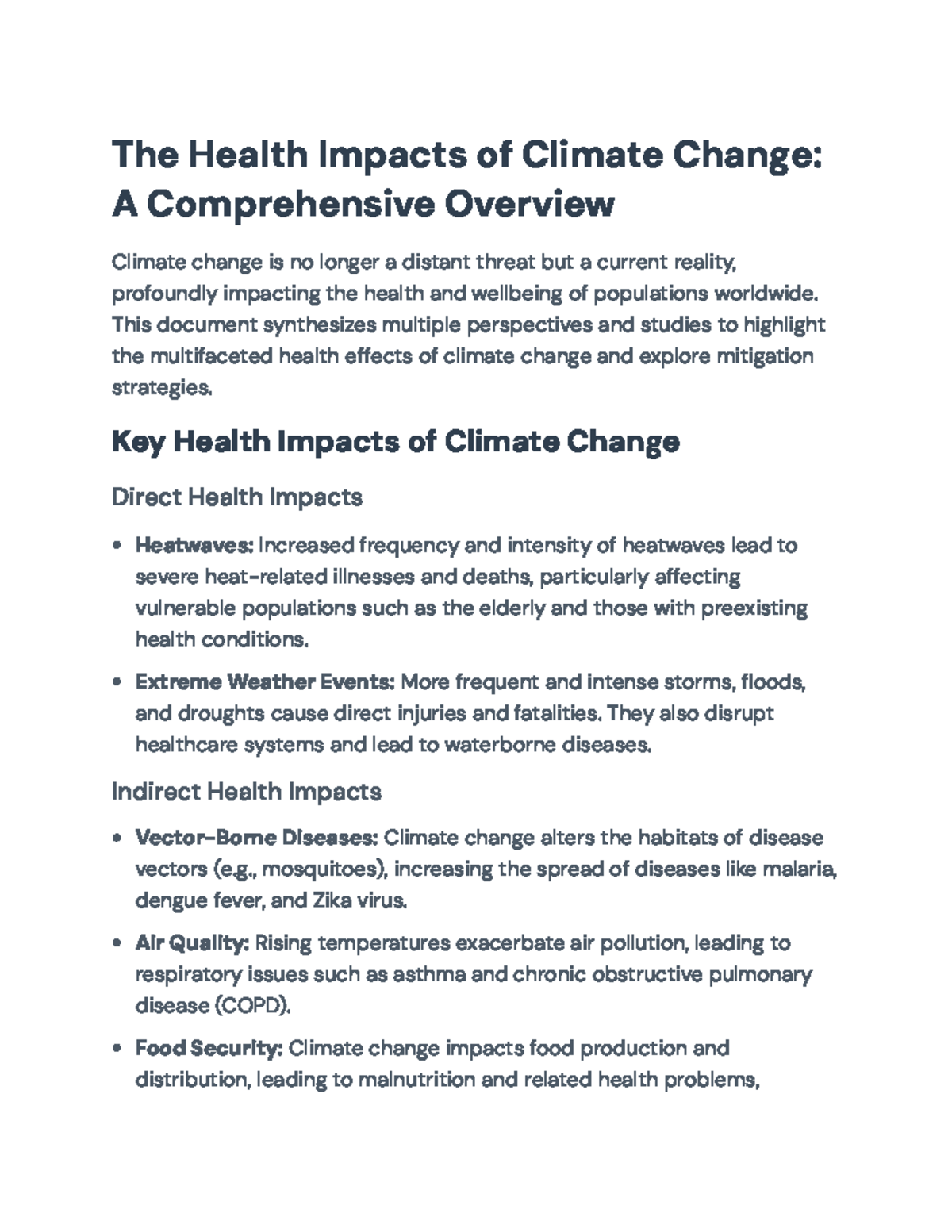 Health Impacts of Climate Change: A Comprehensive Overview - The Health ...