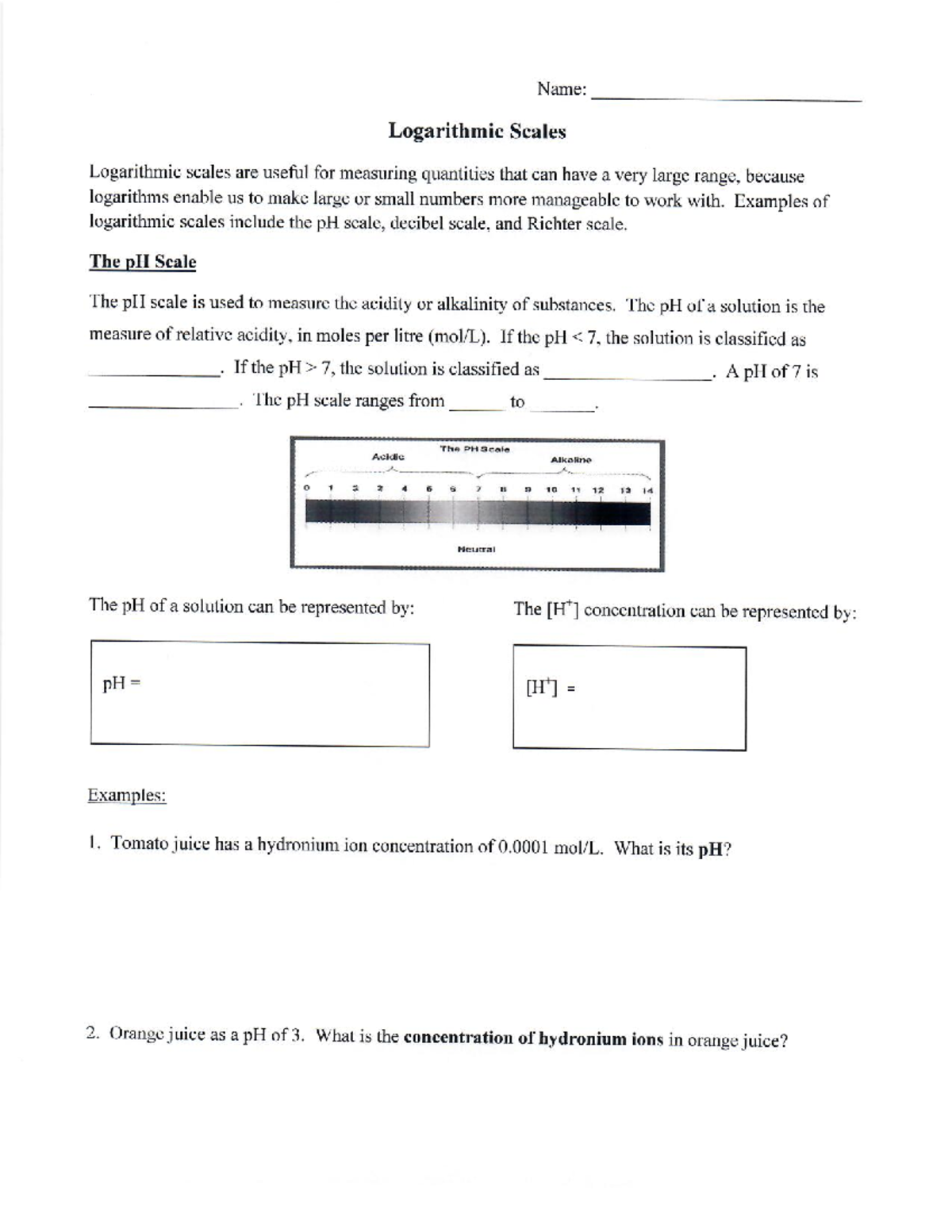 7.8 - Understanding Logarithmic Scales: pH, Decibel, and Richter - Studocu