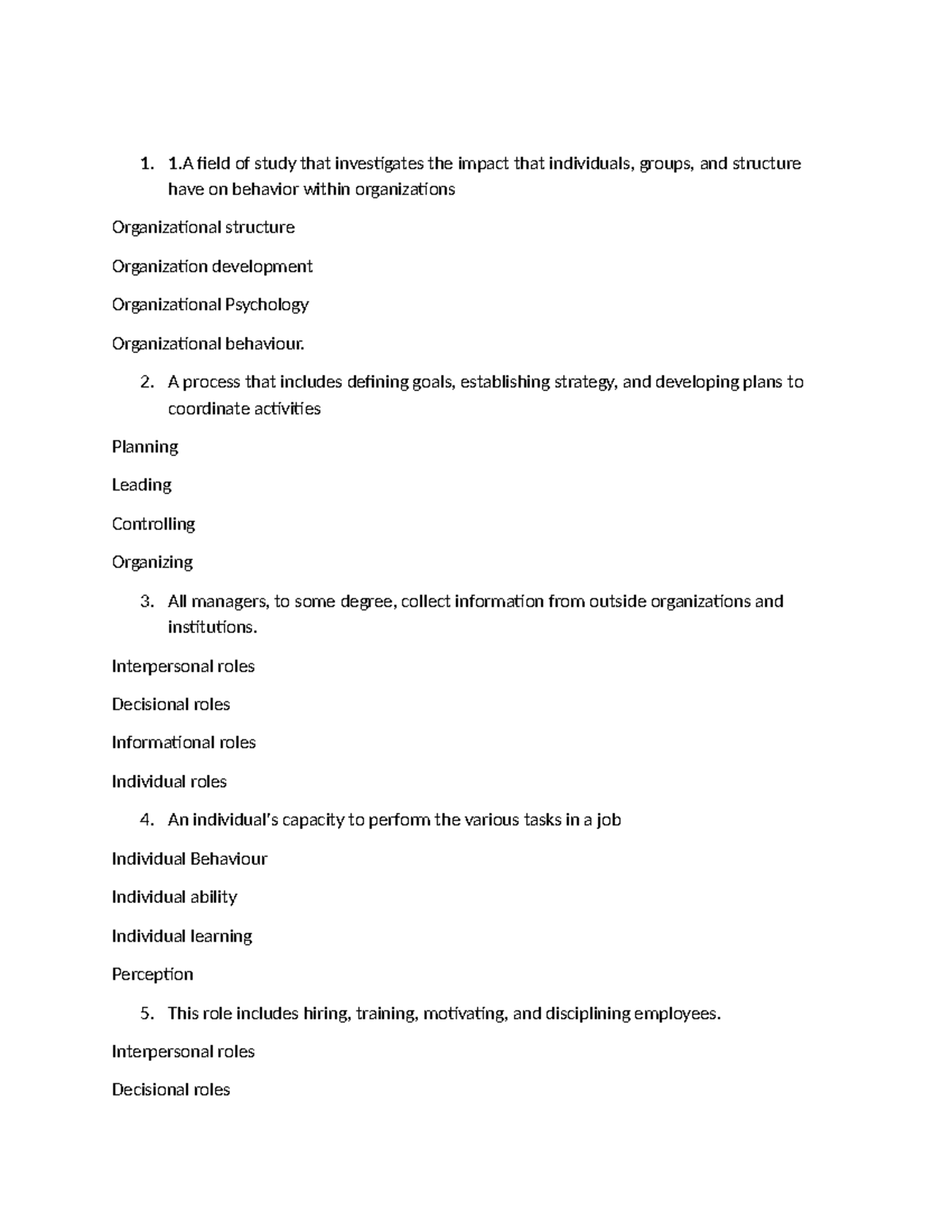 OB - Chapter 1 - Objective Study Notes - Studocu