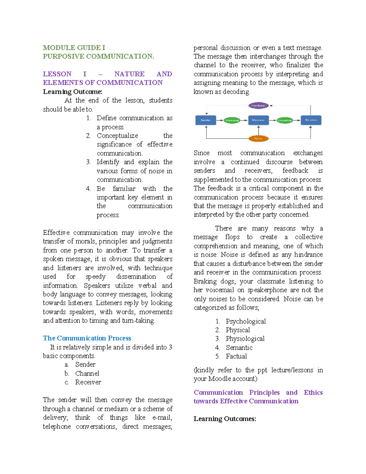 Prelims lesson week 2 - MODULE GUIDE I PURPOSIVE COMMUNICATION. LESSON ...