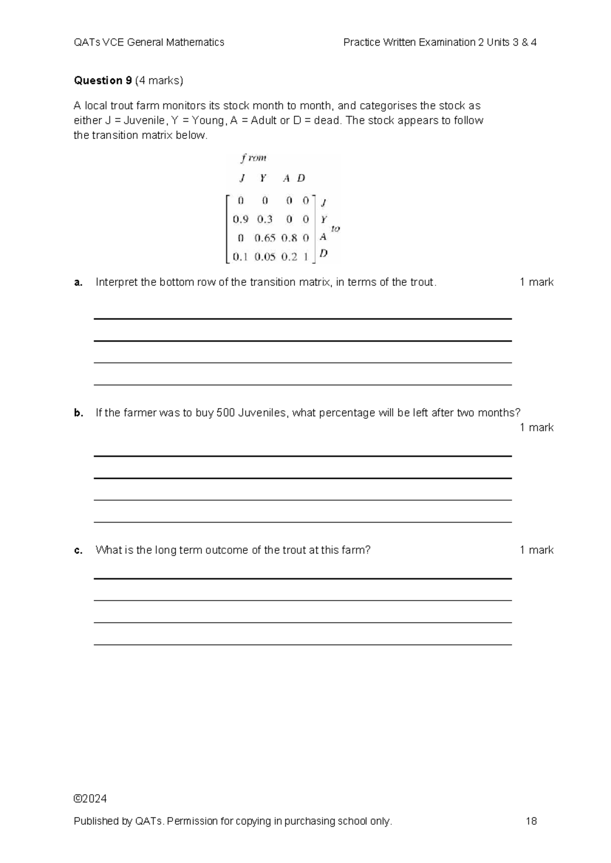 QATs VCE General Mathematics Practice Exam 2 Units 3 & 4 Analysis - Studocu