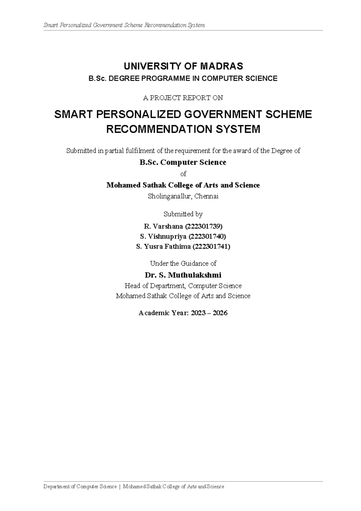 Smart Personalized Government Scheme Recommendation System - B.Sc ...