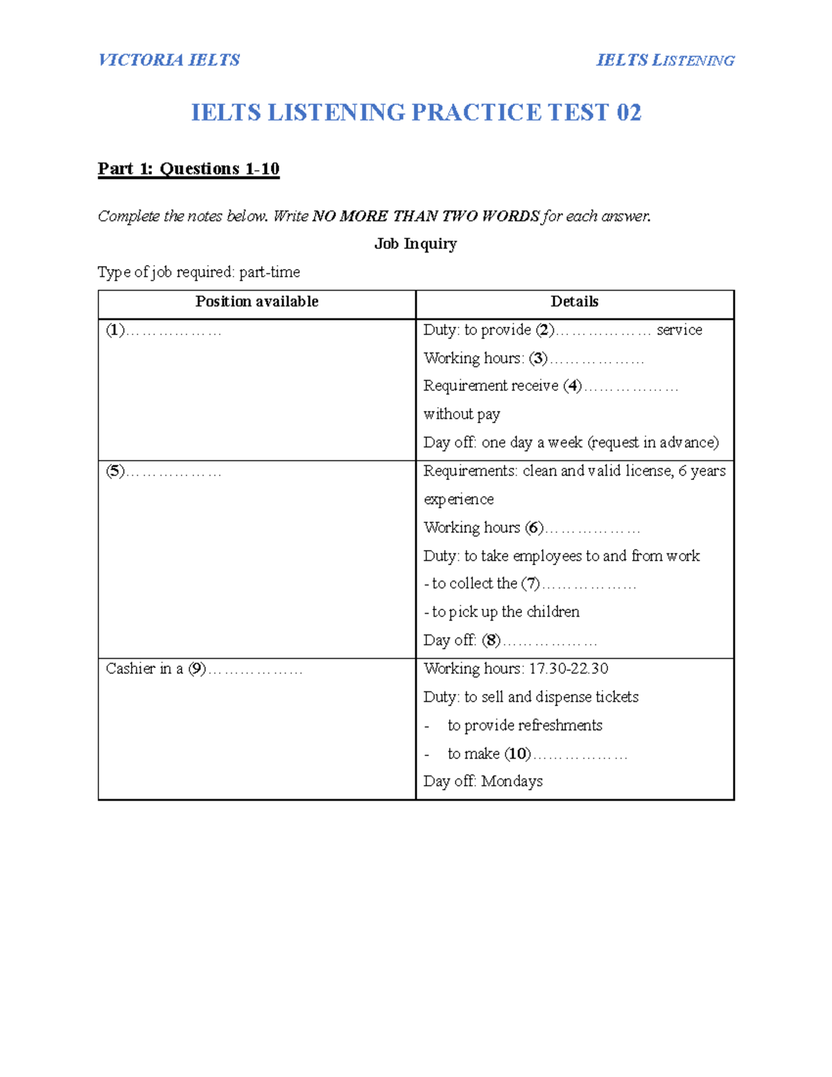 IELTS Listening Practice Test 02 - Listening Test Analysis - Studocu