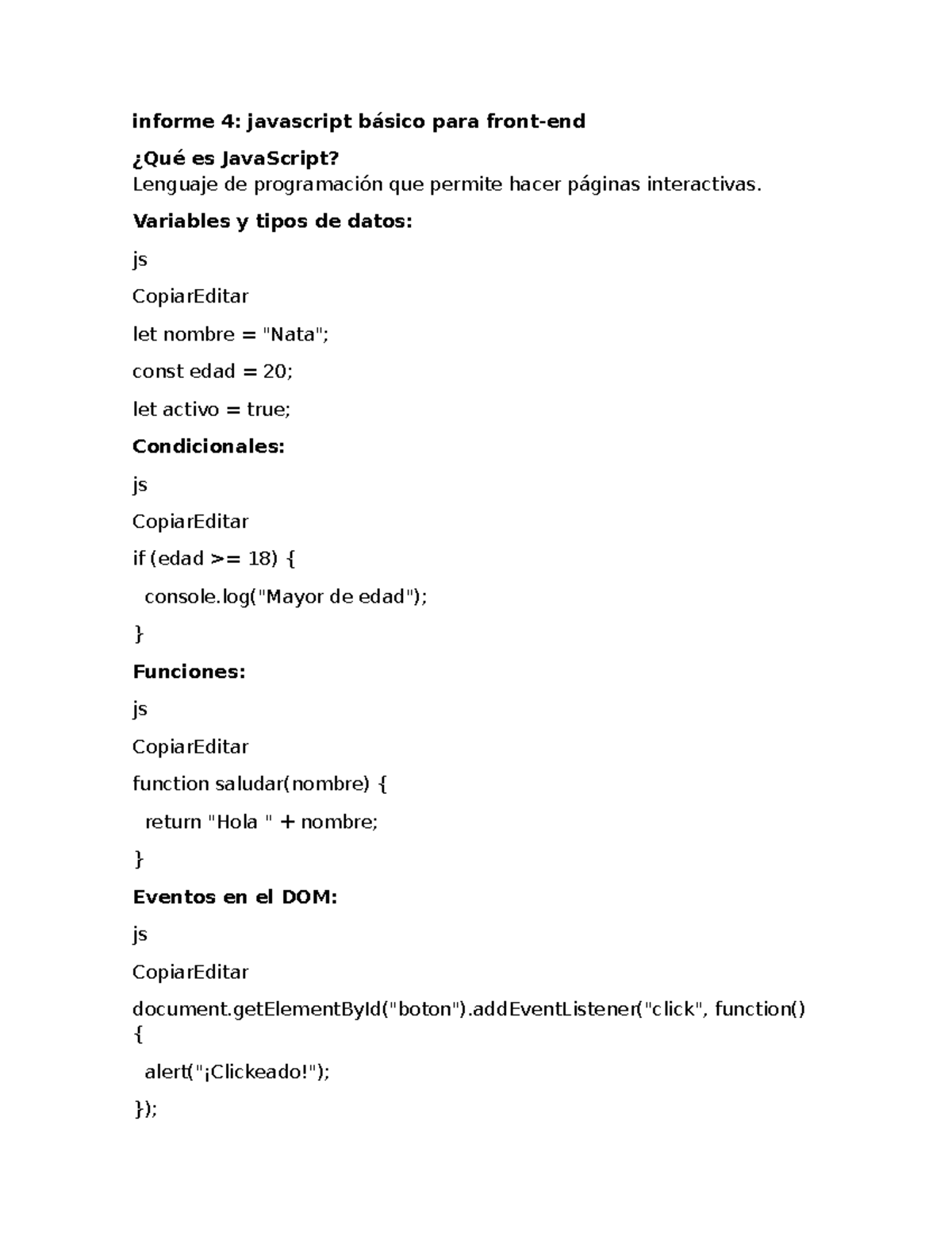 Javascript básico para front-end - informe 4: javascript básico para ...