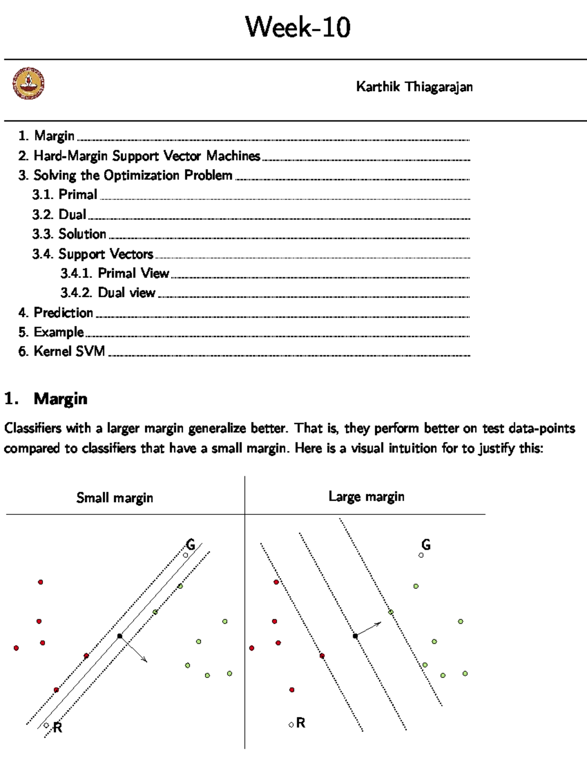Support Vector Machines: Optimization & Margin Insights (Week-10) - Studocu