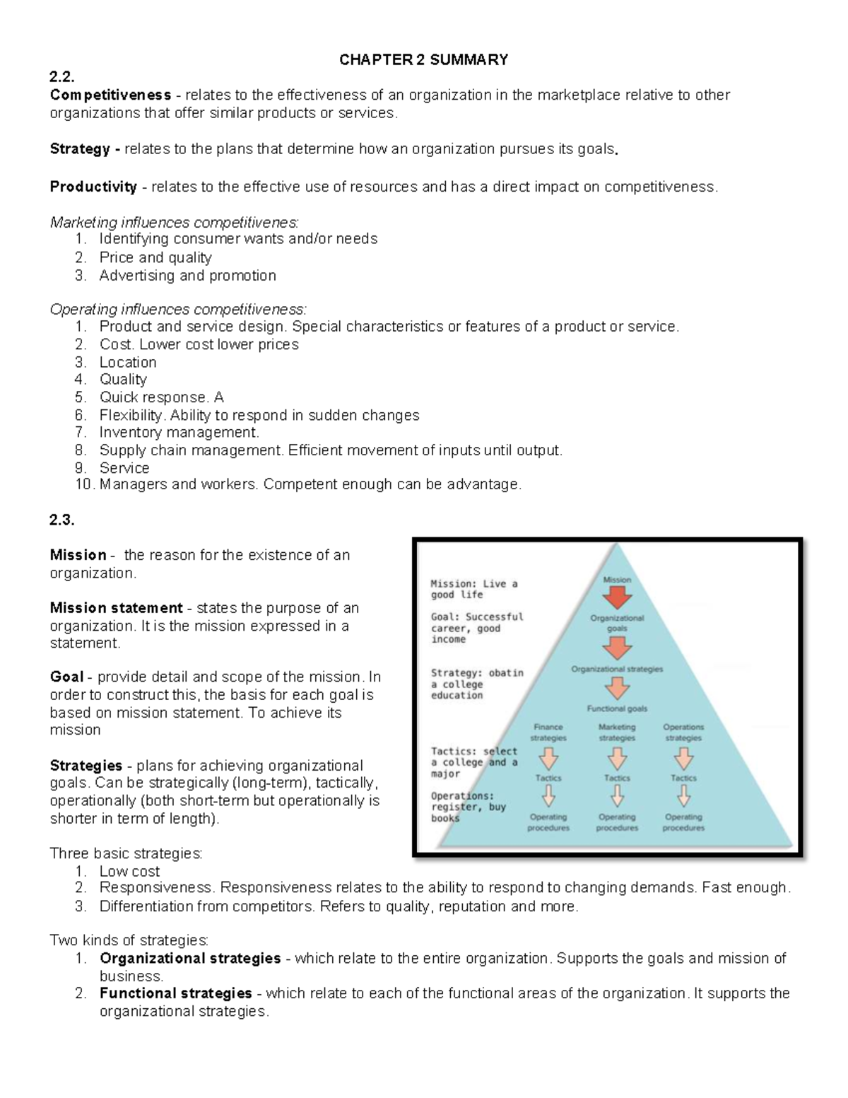 CHAPTER 2 SUMMARY: Competitiveness and Organizational Strategy in MGT ...
