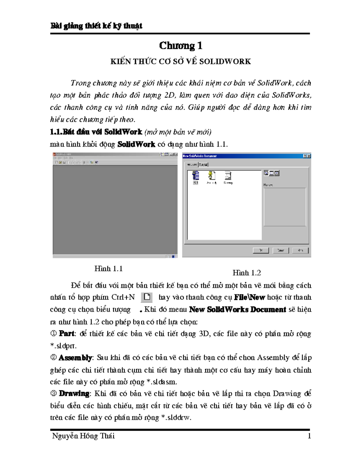 Chương 1: Kiến Thức Cơ Bản Về SolidWorks (SW) - Studocu
