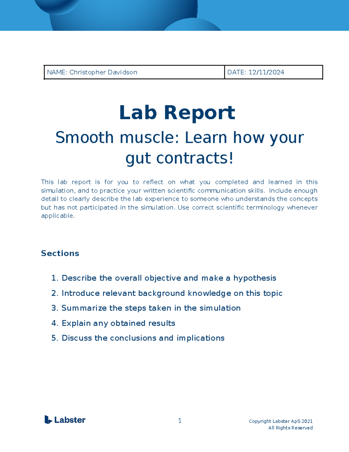 Lab Report: Smooth Muscle Contraction Simulation (BIO 101) - Studocu