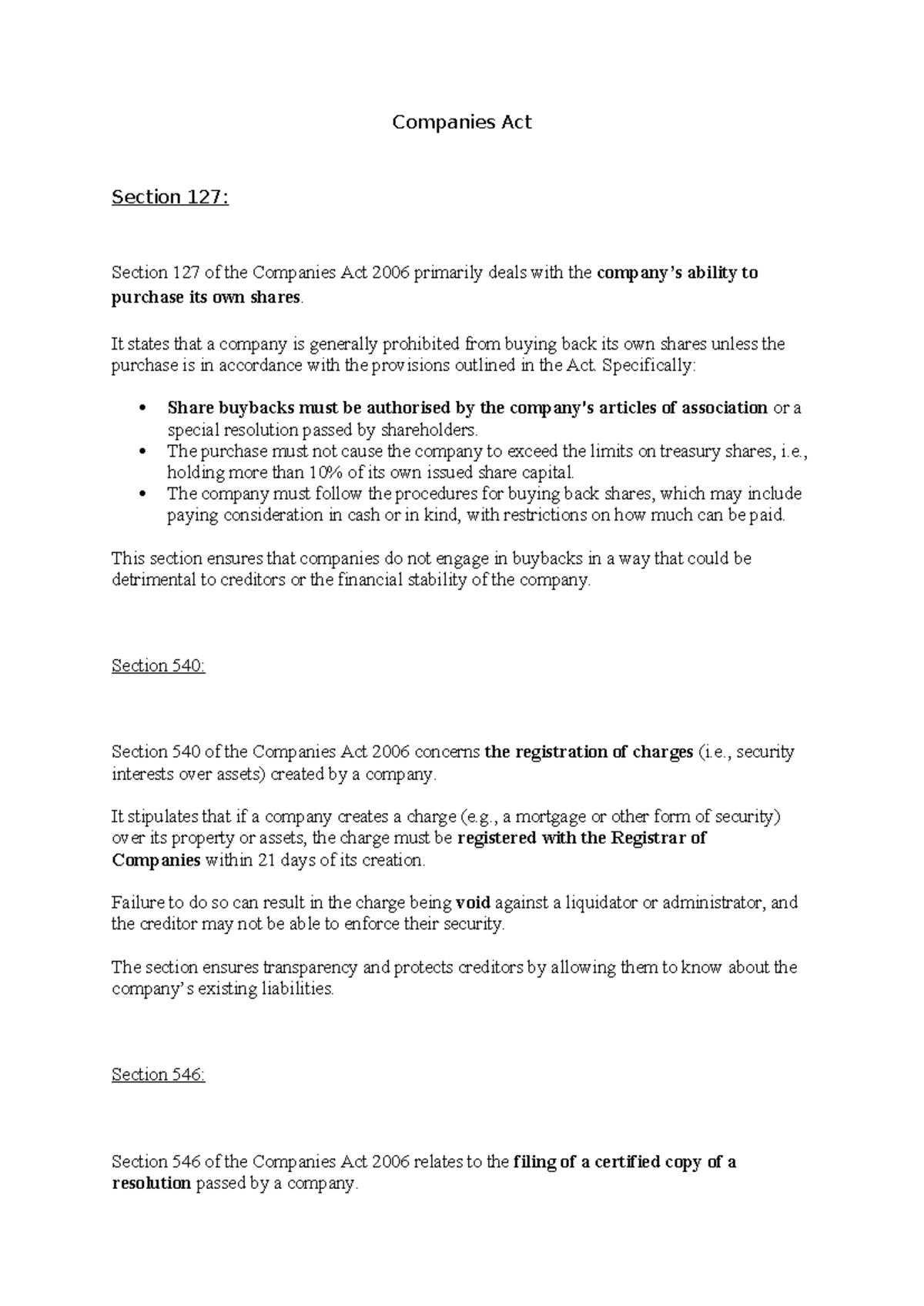 Companies Act Updated Reading - Companies Act Section 127: Section 127 ...