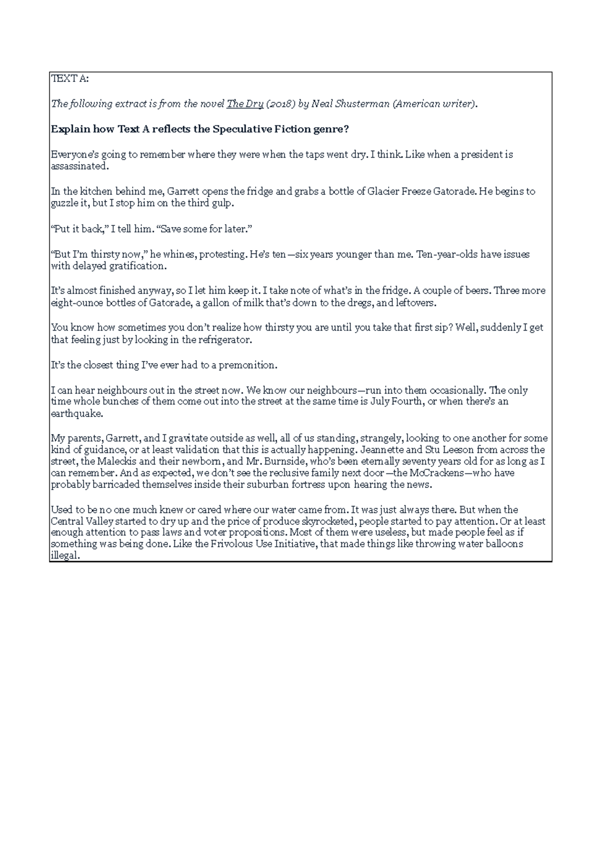The Dry (2018) - Speculative Fiction Analysis & Comprehension Response ...