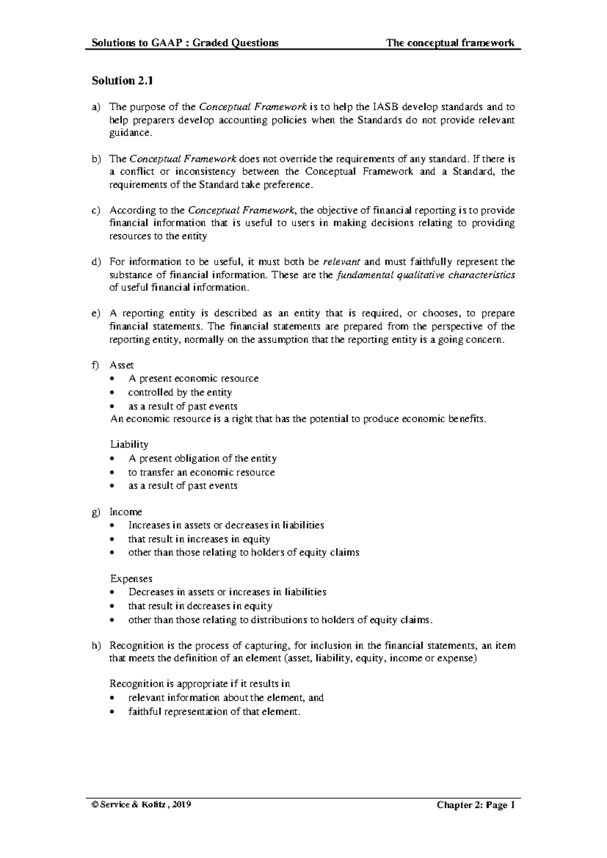 Solutions to GAAP: Conceptual Framework Graded Questions (Course 02 ...