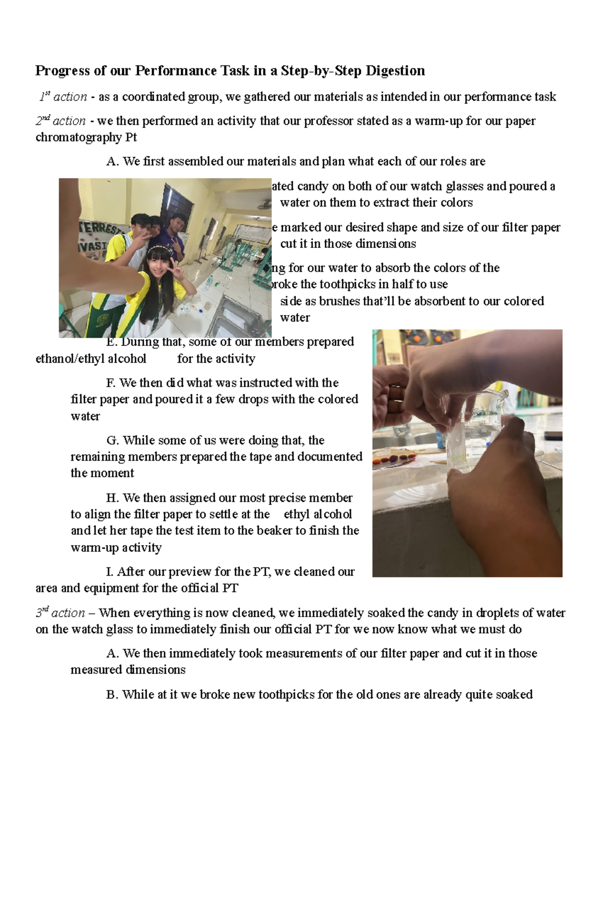 Gen-Chem Performance Task: Exploring Paper Chromatography - Studocu