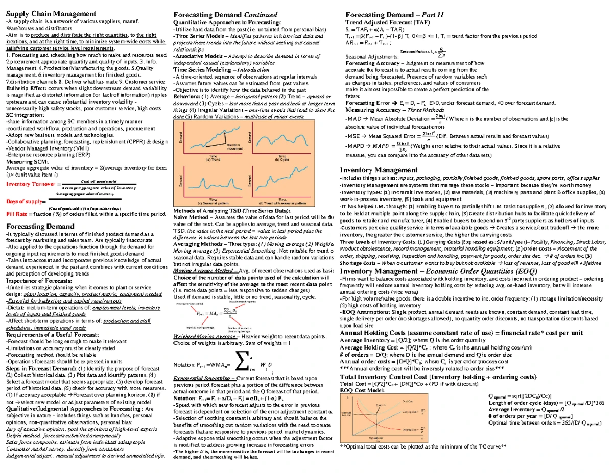 BU375 Final Exam Cheat Sheet: Project Management & Capacity Planning ...