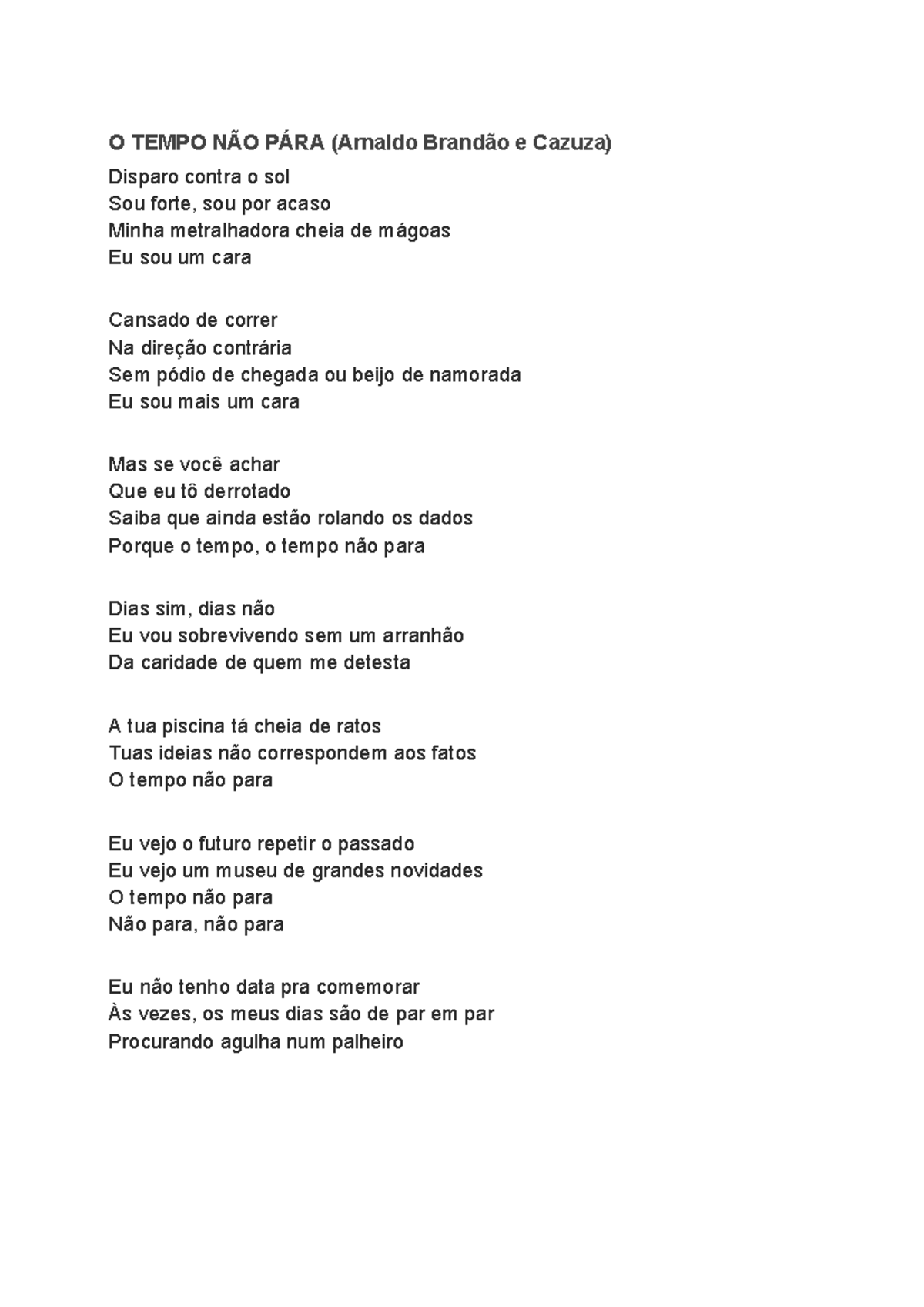 Análise Crítica da Letra 