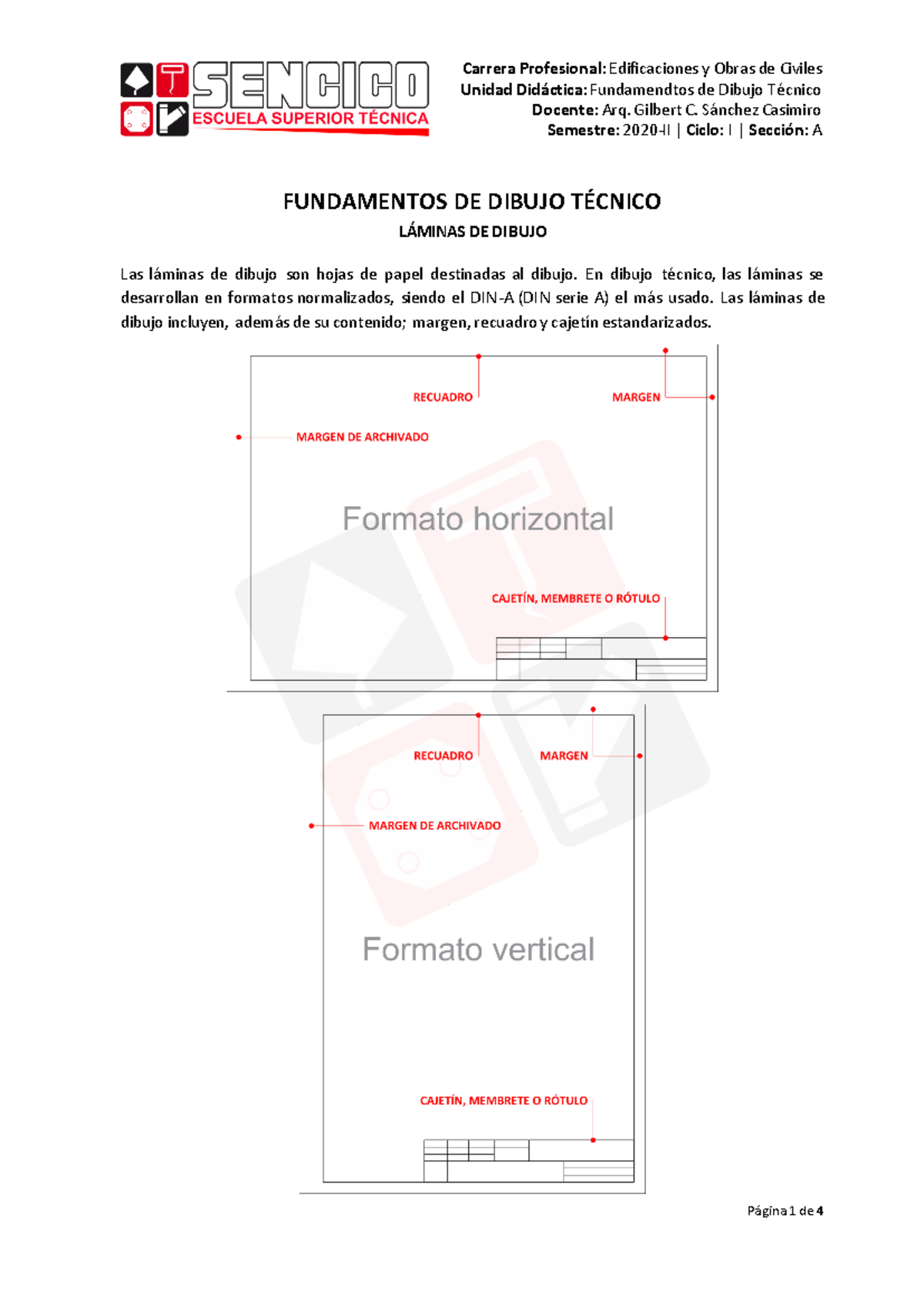 Formato y Membrete en Dibujo Técnico - Fundamentos de Dibujo Técnico - Document Preview