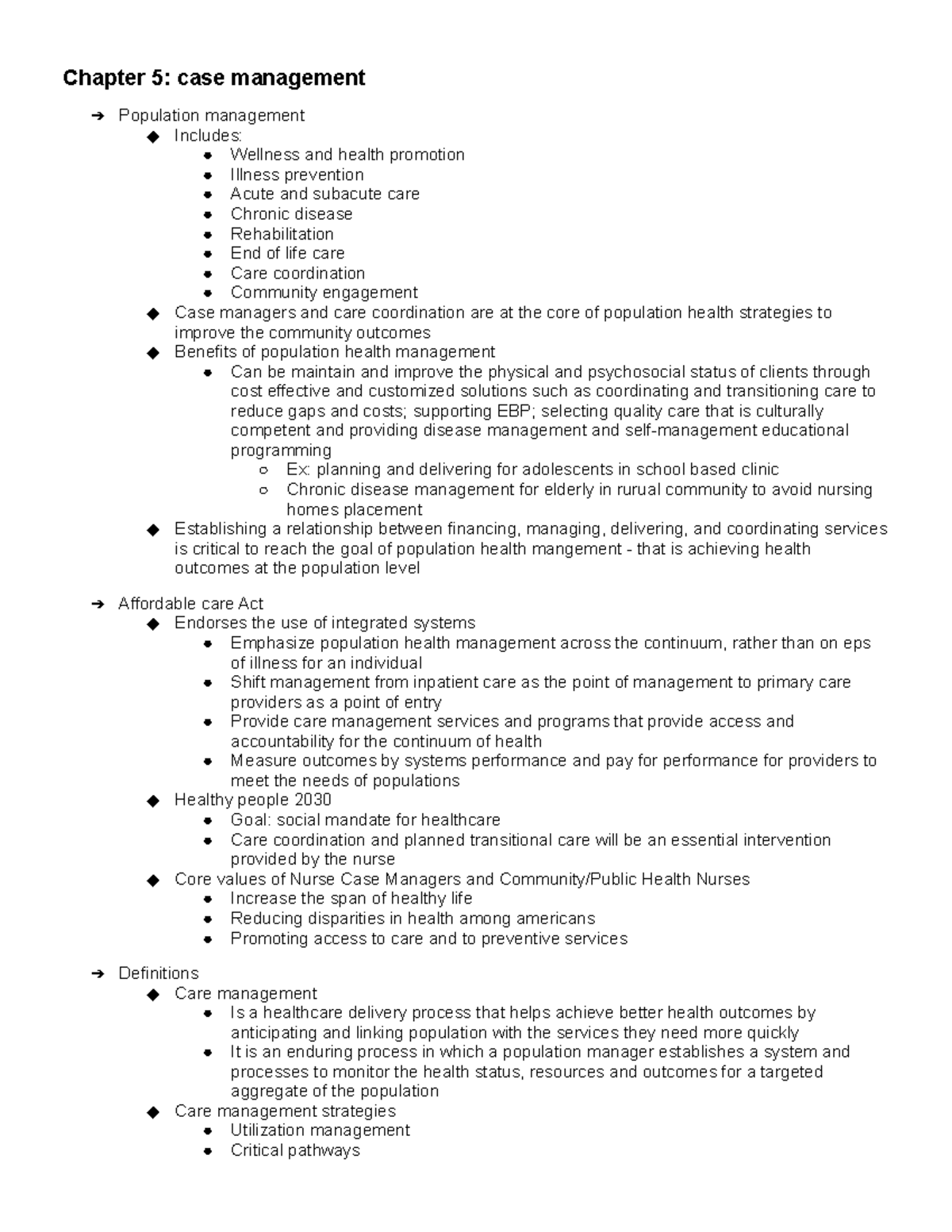 Public Health (PH 101) Final Exam Study Guide on Case Management - Studocu