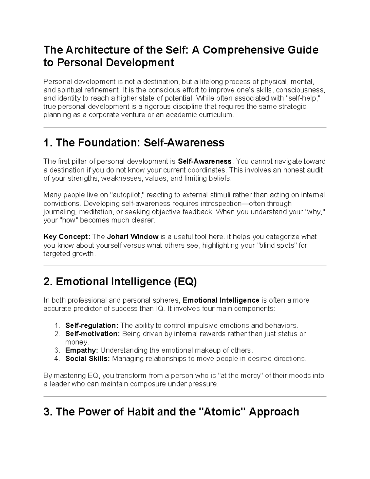 The Architecture of the Self: A Guide to Personal Development - Studocu