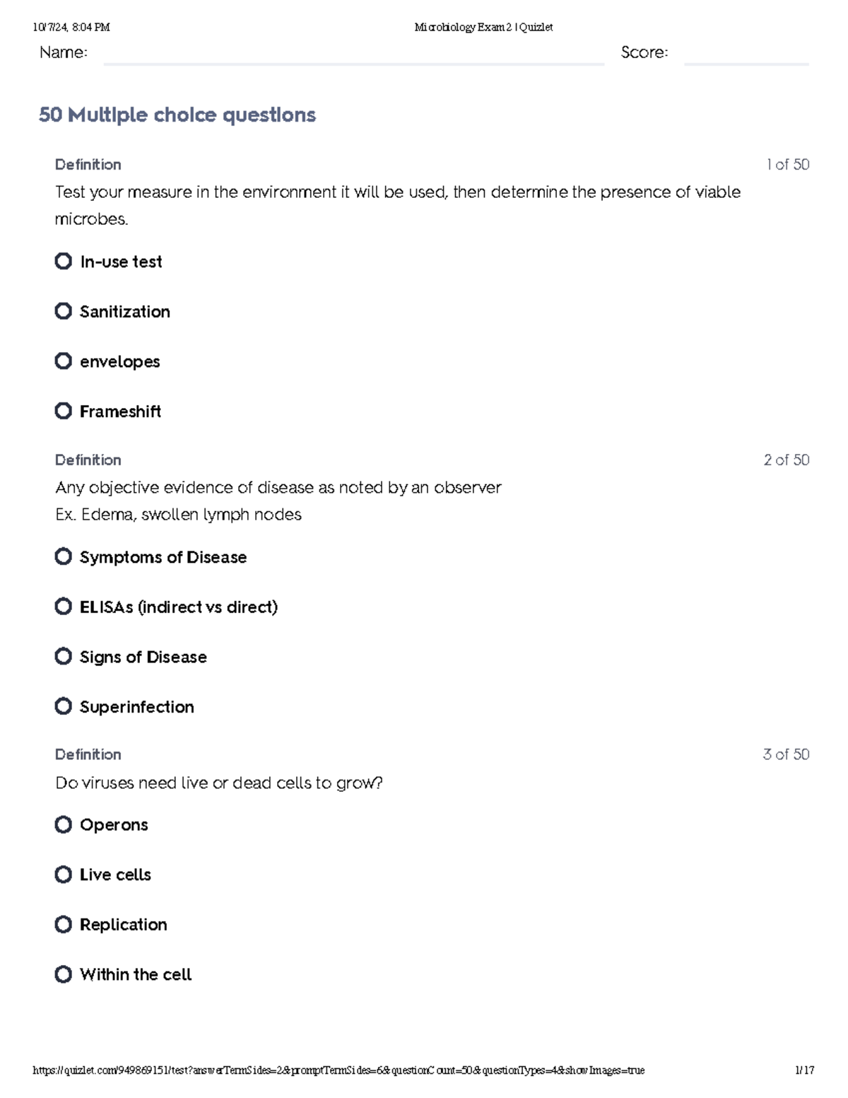 Microbiology 202 Exam 2 Quizlet Study Guide - Studocu