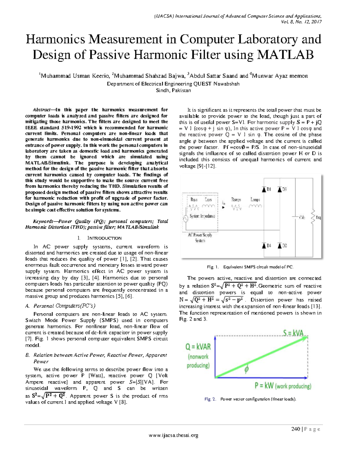 Harmonics Measurement & Passive Filter Design in Computer Lab (EE-201 ...