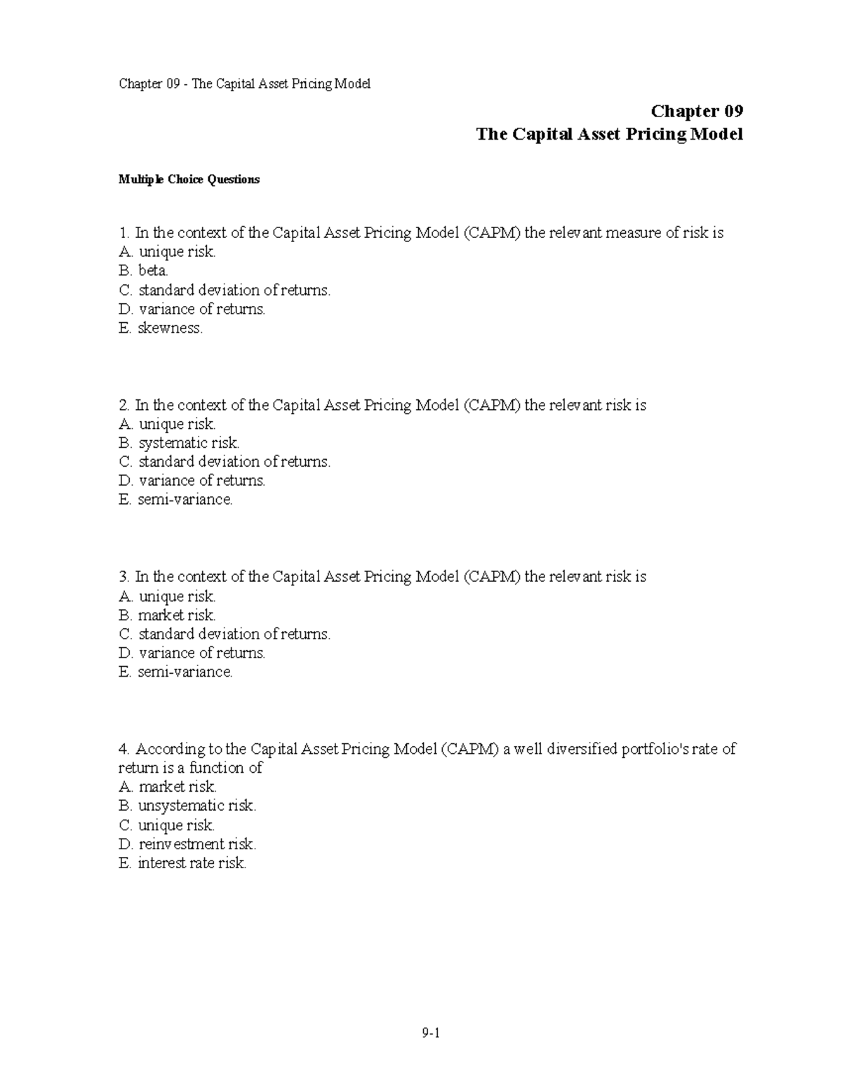 69 2698b883 - Chapter 09: CAPM Insights & Exam-Style Questions with ...