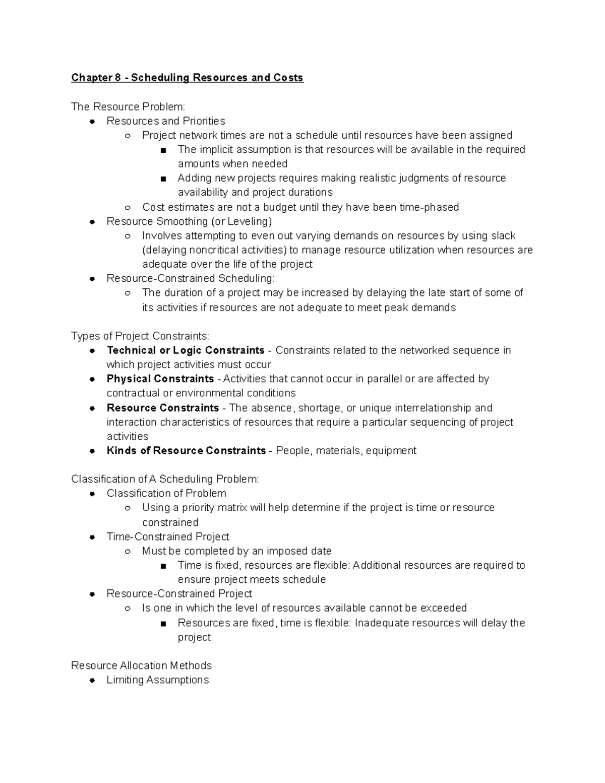 Project Management Final Exam Notes - Characteristics of a Project 1. 2 ...