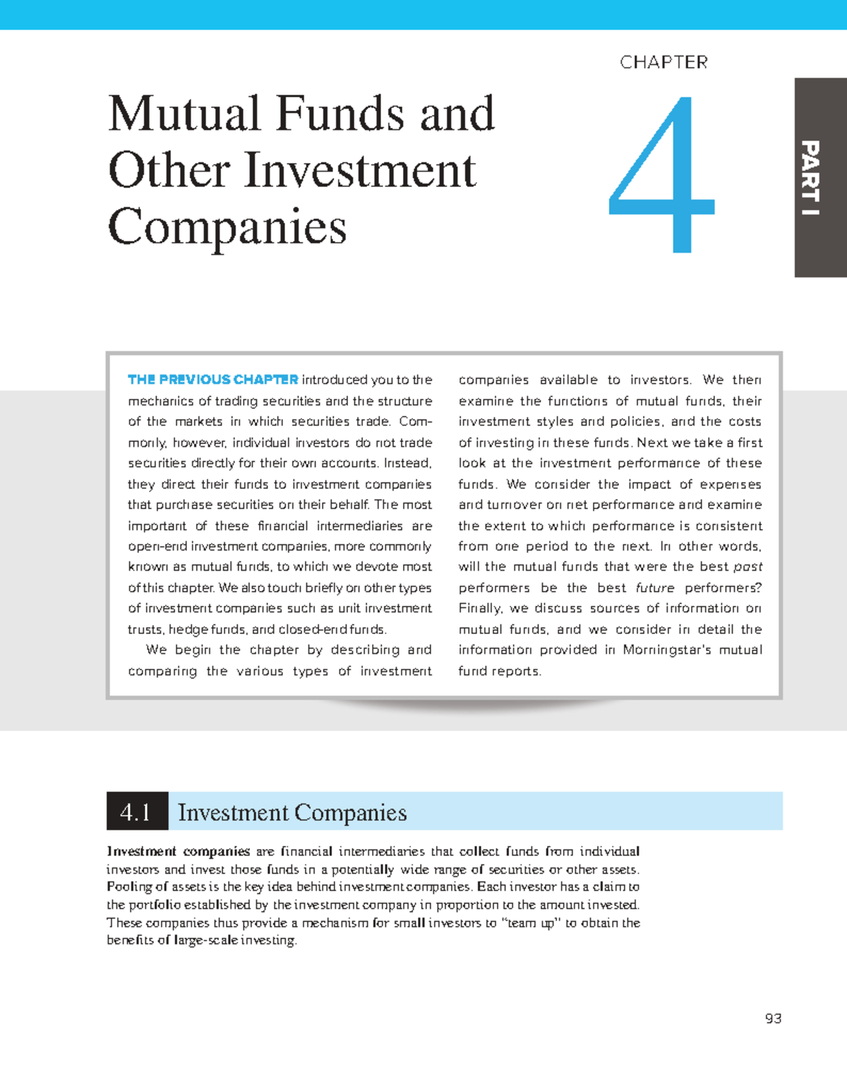 Chapter-4 - investments book chapter-4 - PART I ####### 93 ####### THE ...