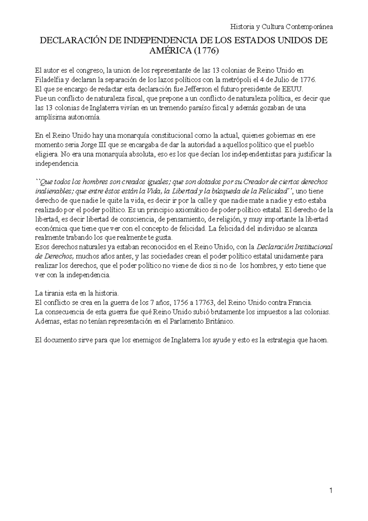 DeclaracióN DE Independencia DE LOS Estados Unidos DE AMÉRICA (1776 ...