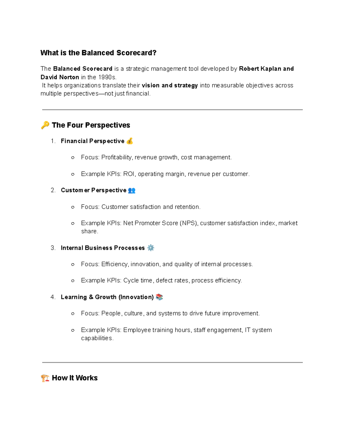 Balanced Scorecard Overview: Strategic Management Tool - Studocu