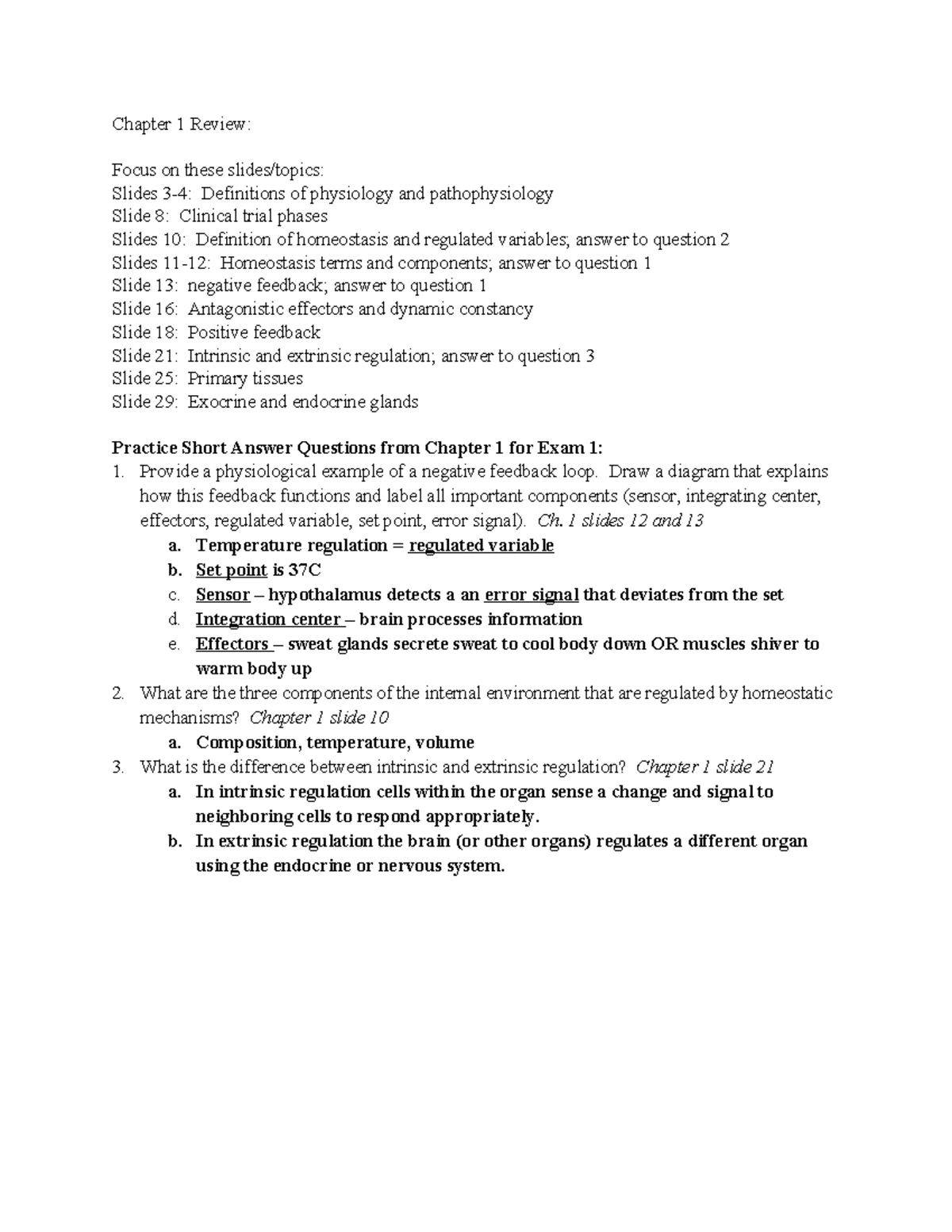 Chapter 2 Review - Lecture notes - Chapter 2 Review: Focus on these ...
