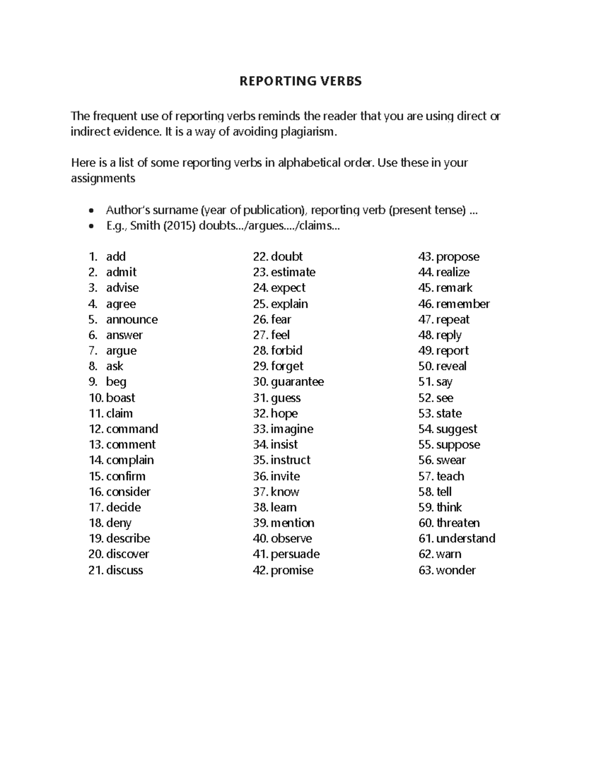 Reporting Verbs - make transparent notes as well as practise materials ...