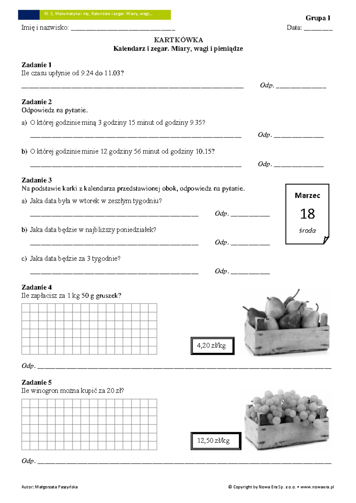 Matematika i my - Klasa 5: Testy z Umiejętności Rozwiązywania Zadań