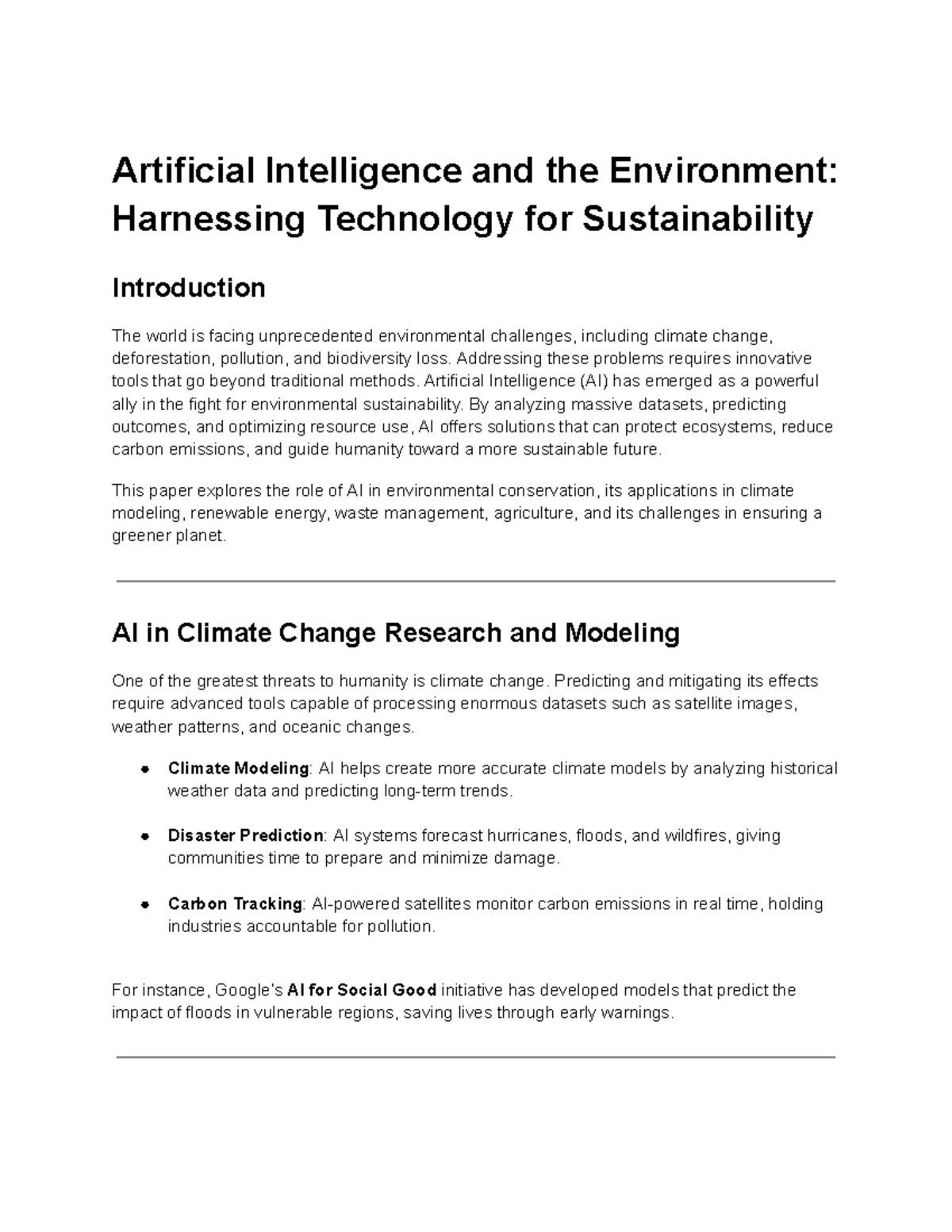 AI & the Environment: Harnessing Tech for Sustainability - Studocu