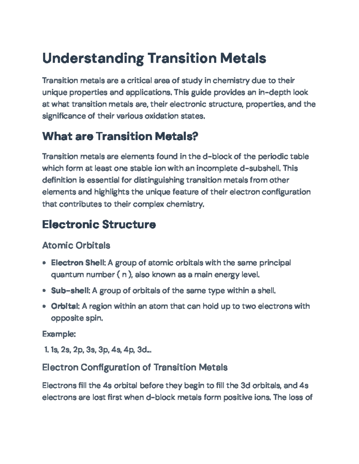 Transition Metals Overview: Structure, Properties & Applications ...