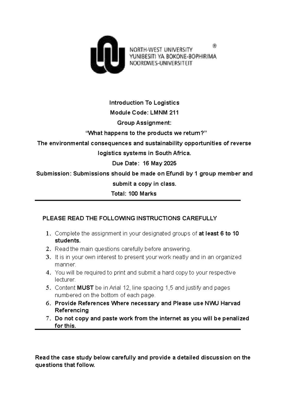 LMNM 211 - Group Assignment: Environmental Impact of Reverse Logistics ...