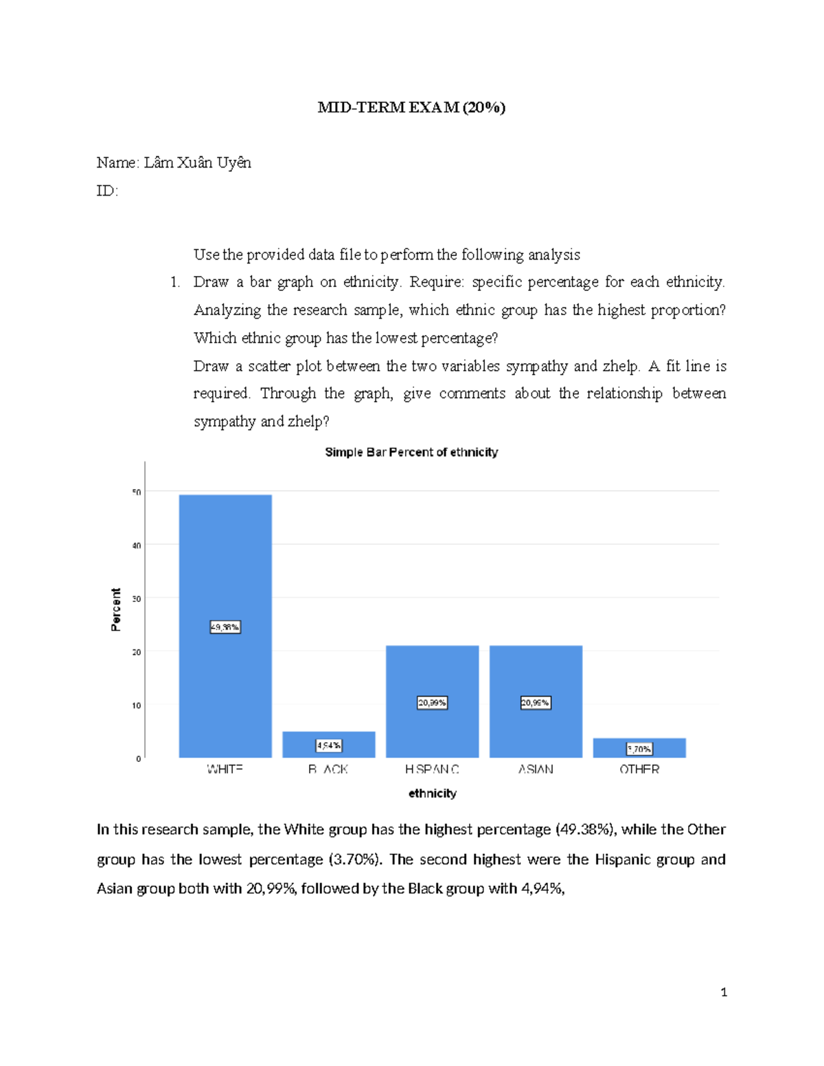Midterm Exam Analysis: Ethnicity and Gender Insights (Course Code: EXAM ...