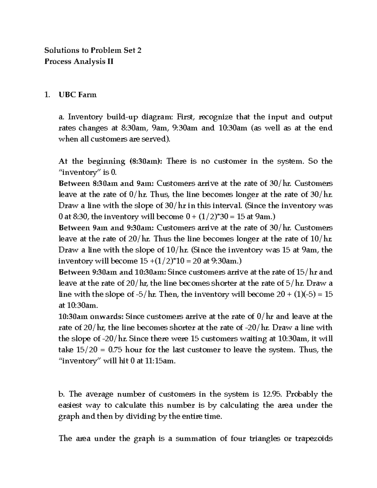 PS2 Solution - Solutions to Problem Set 2 Process Analysis II 1. UBC ...