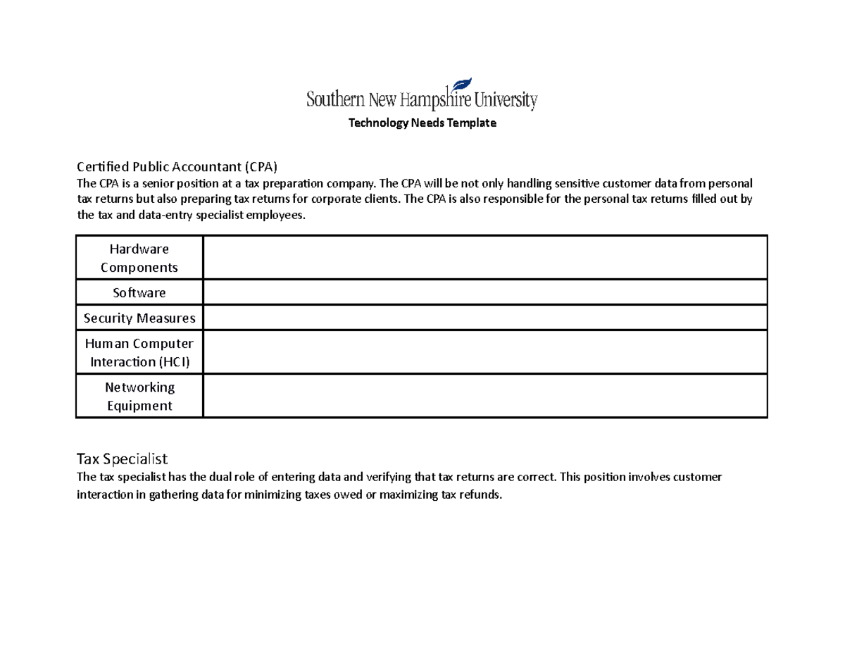 5.2 Technology Needs Template - Technology Needs Template Certified ...