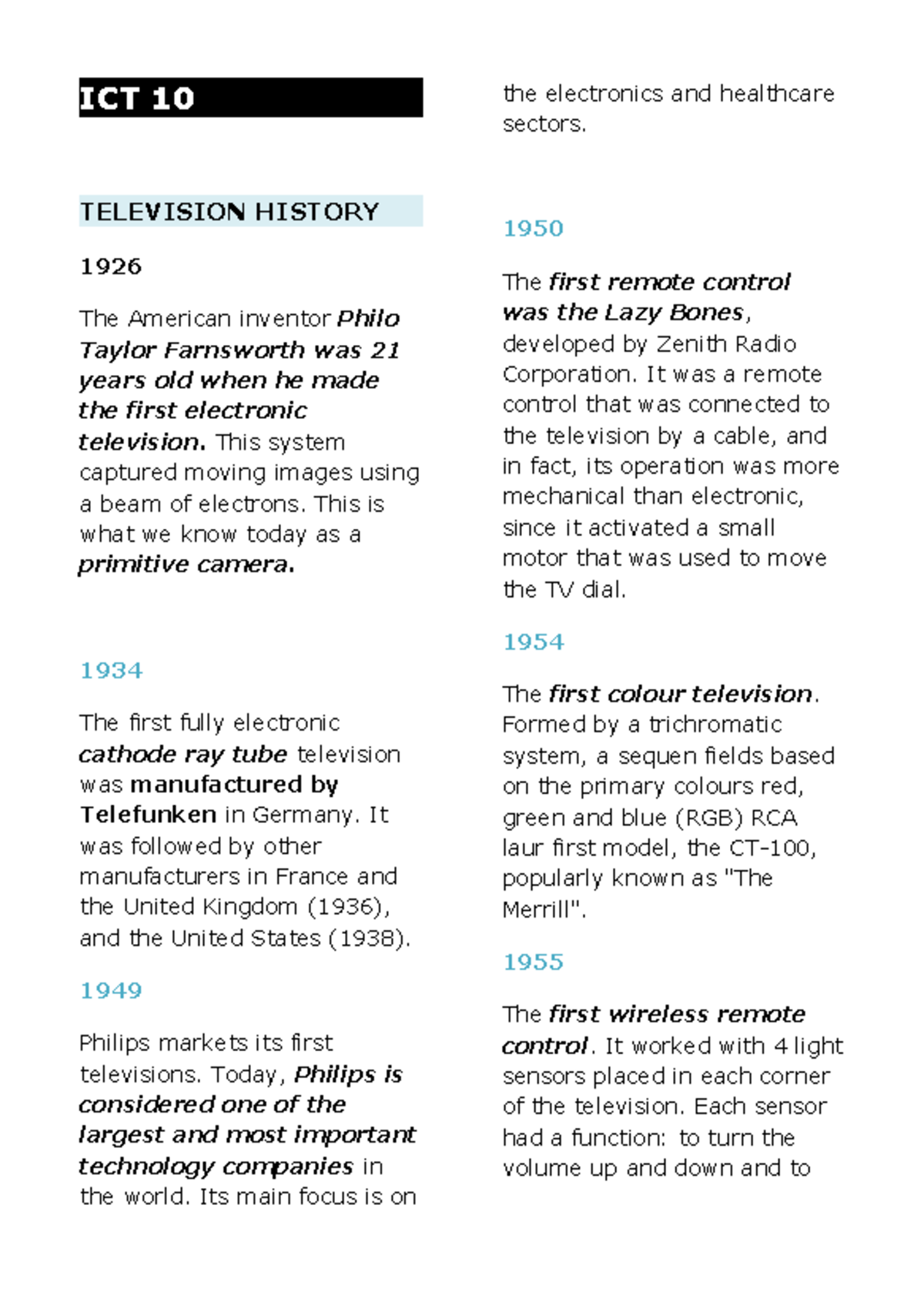 ICT Reviewer - Evolution of Television and Digital Media Technologies ...