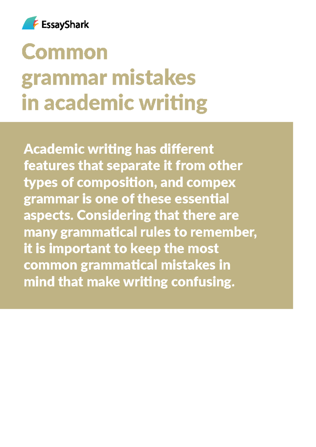 04 Common Grammar Errors in Academic Writing: A Student's Guide - Studocu