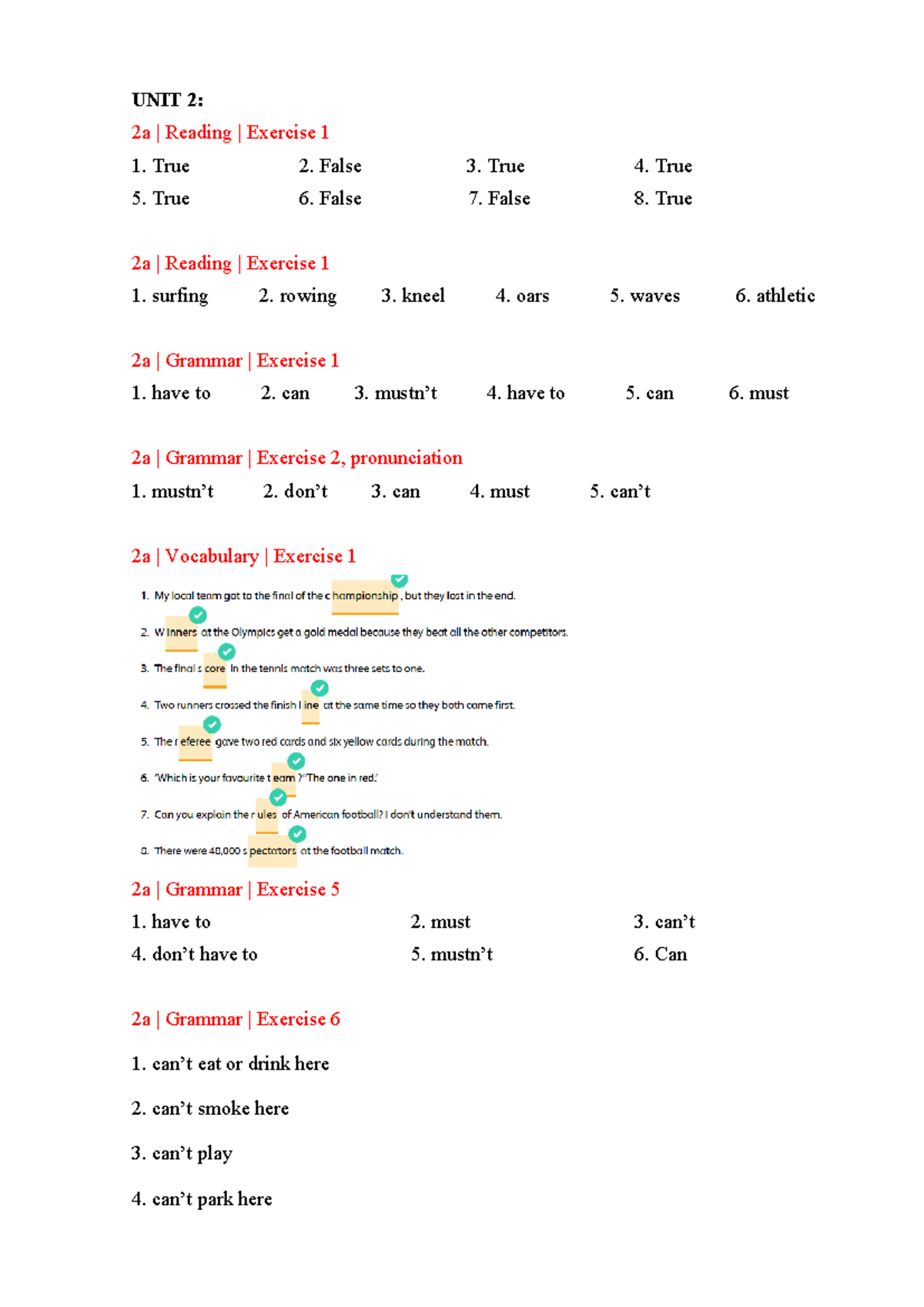 UNIT 2 & 3: Reading, Grammar, Vocabulary, and Listening Exercises - Studocu