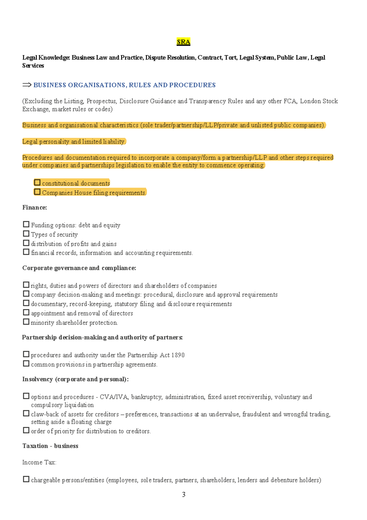 FLK1 SQE 1 Checklist: Business Law, Dispute Resolution, and Legal ...