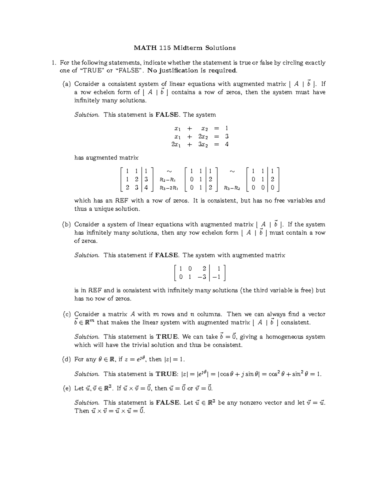 Midterm October 2018, answers - MATH 115 Midterm Solutions 1. For the ...