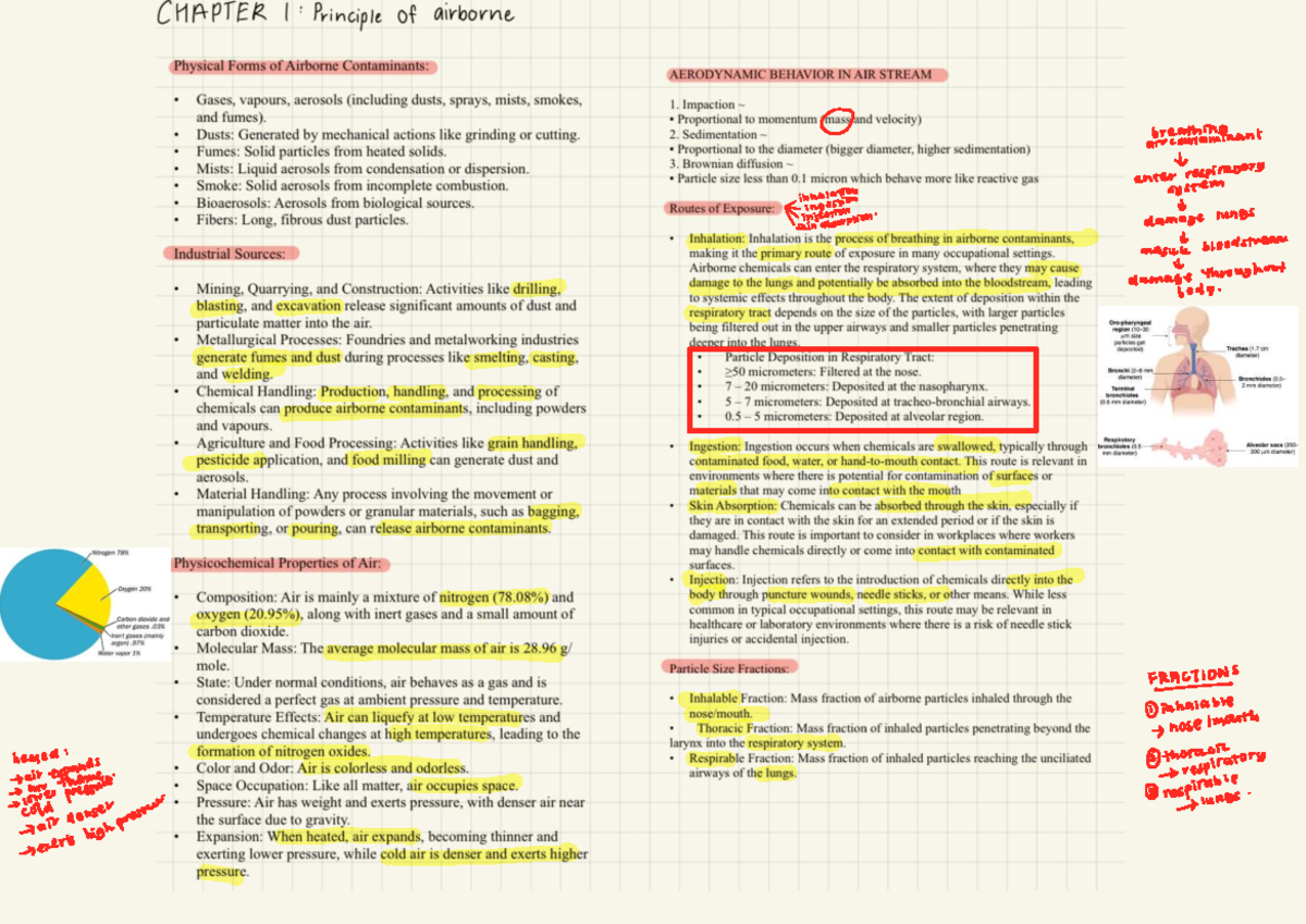 Final Exam Notes on Respiratory Contaminants and Safety Protocols (CEM) - Document Preview